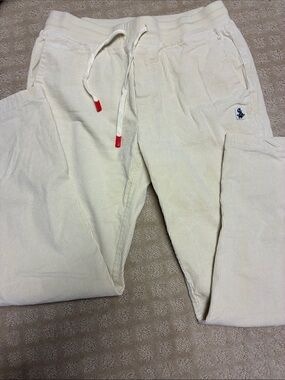 Men's winter white Corduroy Pants with Drawstring